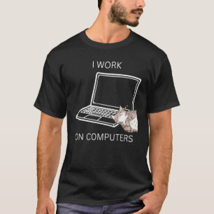 Katze arbeitet an Computern sarkastische Katze Kat T-Shirt