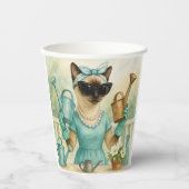 Katze arbeitet im Garten Pappbecher (Vorderseite)