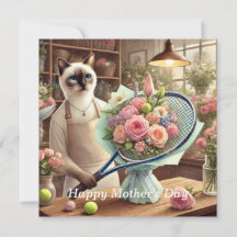 Katze Arrange Schöne Blume für Tennis Player