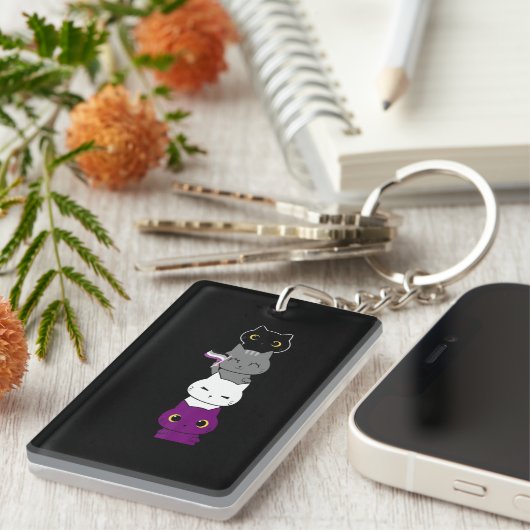 Katze Asexueller Stolz Niedliche Ace Flag Tierfüßl Schlüsselanhänger (Vorderseite rechts)