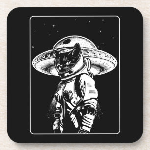 Katze Astronaut Alien UFO Science Fiction Getränkeuntersetzer