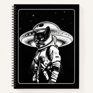 Katze Astronaut Alien UFO Science-Fiction Notizblock