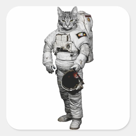 Katze Astronaut Aufkleber (Vorderseite)