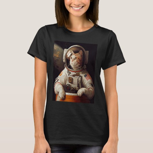 Katze Astronaut Raum T-Shirt (Vorderseite)
