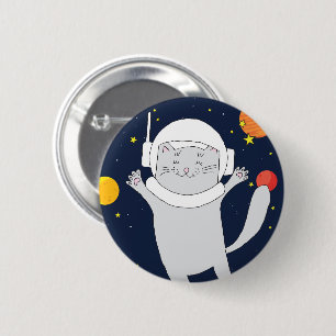 Katze Astronaut Tier mit Helm-Kliterabor Button