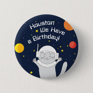 Katze Astronaut Tier mit Helm-Kliterabor Button