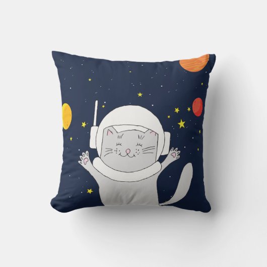 Katze Astronaut Tier mit Helm-Kliterabor Kissen (Vorderseite)