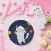 Katze Astronaut Tier mit Helm-Kliterabor Pappteller (Party)