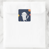 Katze Astronaut Tier mit Helm-Kliterabor Quadratischer Aufkleber (Tasche)