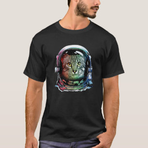 Katze Astronaut Weltraum Katze Retro 8 T-Shirt