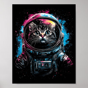 Katze Astronaut Weltraum Männer Frauen Lustige Kat Poster
