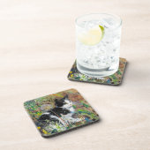 Katze auf Blumenbeet Getränkeuntersetzer (Rechte Seite)