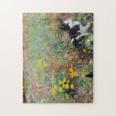Katze auf Blumenbeet Puzzle (Vertikal)