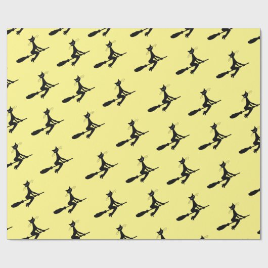 Katze auf Broomstick Geschenkpapier (Flach)