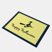 Katze auf Broomstick, glückliches Halloween Fußmatte (Schrägansicht)