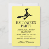 Katze auf Broomstick, Halloween-Party Einladung (Vorderseite)