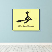 Katze auf Broomstick-Leinwand drucken Leinwanddruck (Insitu (Holzboden))