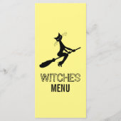 Katze auf Broomstick-Party Menükarte (Vorderseite)