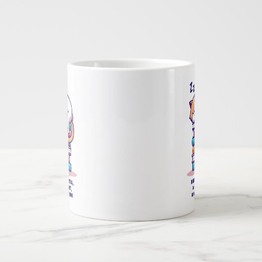 Katze auf Buchstapel Niedlicher Personalisierter L Jumbo-Tasse (Vorderseite)