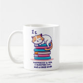 Katze auf Buchstapel Niedlicher Personalisierter L Kaffeetasse (Links)