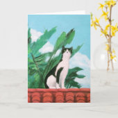 Katze auf Dach Karte (Gelbe Blume)