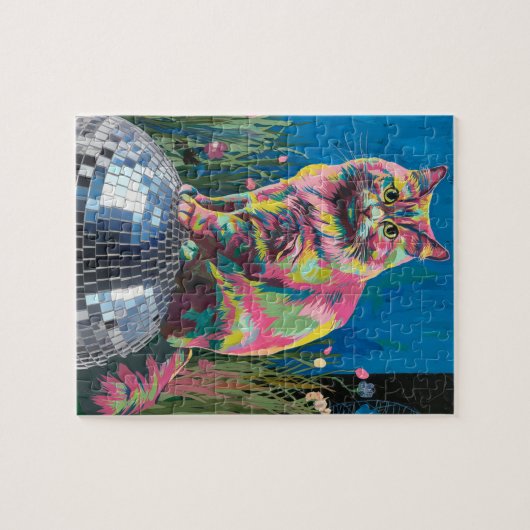 Katze auf dem Diskoball Puzzle (Horizontal)