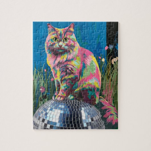 Katze auf dem Diskoball Puzzle (Vertikal)