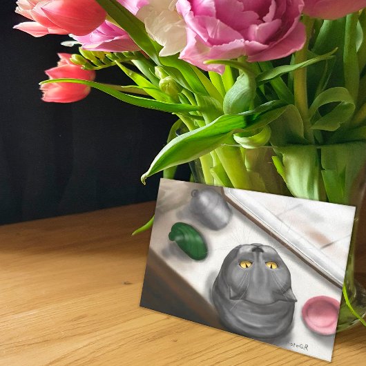 Katze auf dem Fensterbrett Postkarte