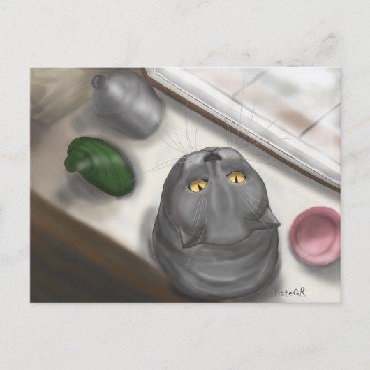 Katze auf dem Fensterbrett Postkarte (Vorderseite)