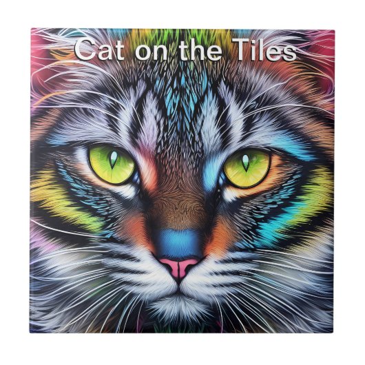 Katze auf dem Fliesen-Keramik-Tile-Portrait Fliese (Vorderseite)