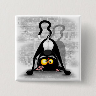 Katze Auf dem Hügel Button