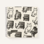 Katze auf dem Klavier Notizbuch (Vorderseite)