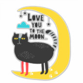 Katze auf dem Mond Aufkleber (Vorderseite)