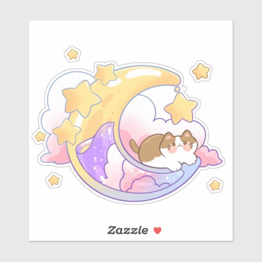 Katze auf dem Mond Aufkleber (Blatt)