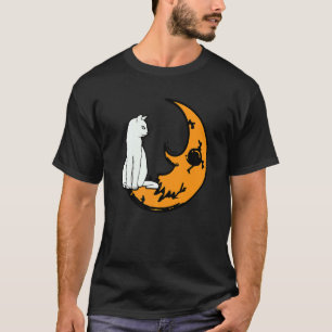 Katze auf dem Mond faules Halloween-Kostüm süße Ka T-Shirt