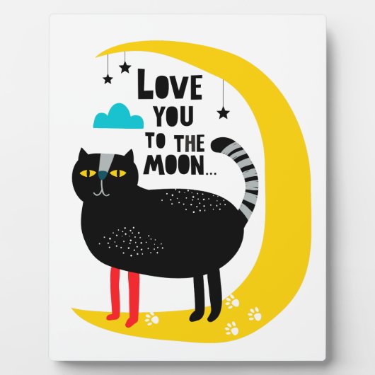 Katze auf dem Mond Fotoplatte (Vorderseite)