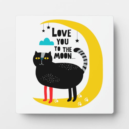 Katze auf dem Mond Fotoplatte (Vorderseite)