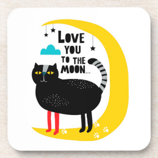 Katze auf dem Mond Getränkeuntersetzer