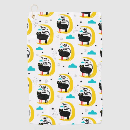 Katze auf dem Mond Golfhandtuch (Vorderseite)