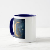 Katze auf dem Mond Kaffeebecher Tasse (Vorderseite Links)