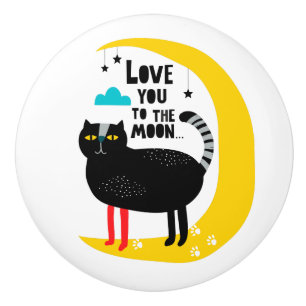 Katze auf dem Mond Keramikknauf