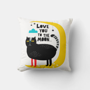 Katze auf dem Mond Kissen