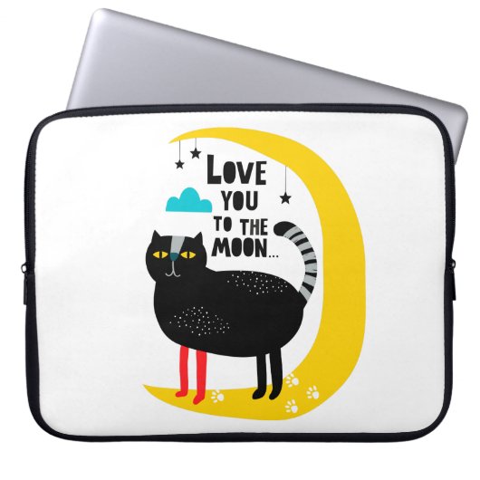 Katze auf dem Mond Laptopschutzhülle (Vorderseite)
