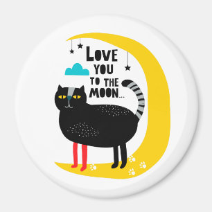 Katze auf dem Mond Magnet