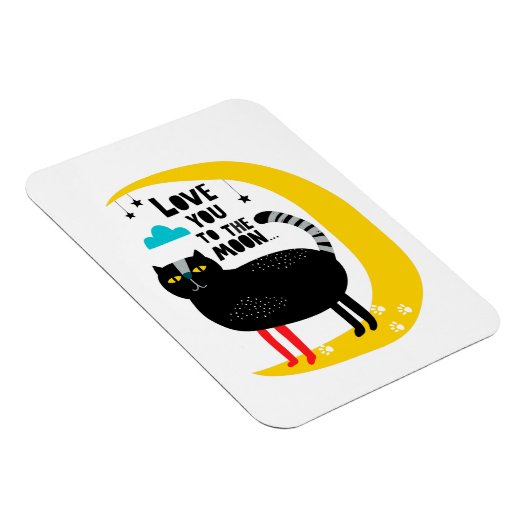 Katze auf dem Mond Magnet (Rechte Seite)