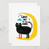 Katze auf dem Mond Mitteilungskarte (Vorne/Hinten)