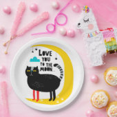 Katze auf dem Mond Pappteller (Party)