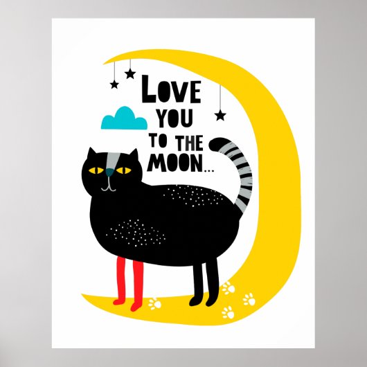 Katze auf dem Mond Poster (Vorne)