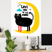 Katze auf dem Mond Poster (Heimbüro)