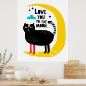 Katze auf dem Mond Poster (Küche)